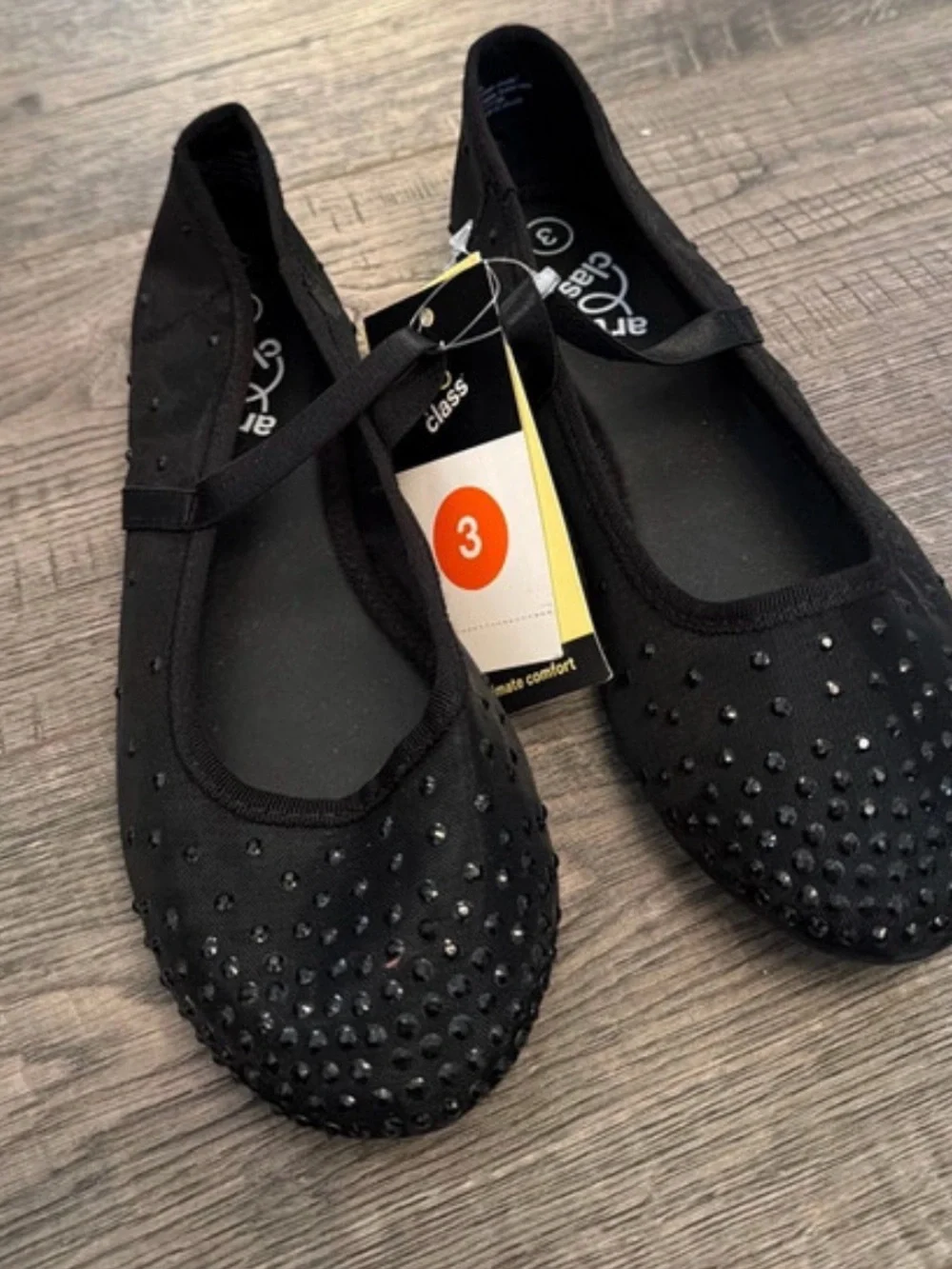 art class Black Embellished Mary Jane Flats for Kids